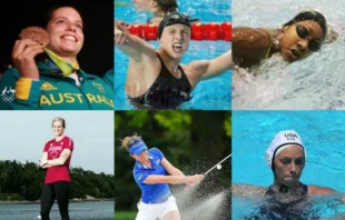 Schülerinnen der weltweiten Herz-Jesu-Schulen, die es auch in Deutschland und Österreich gibt – oben von links nach rechts: Anabelle Smith, Katie Ledecky, Lia Neal; unten von links nach rechts: Erin Rafuse, Gaby Lopez, KK Clark. / Mit freundlicher Genehmigung der Sacre-Coeur-Schulen