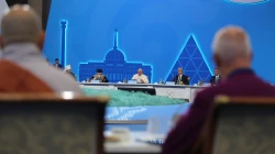 Papst Franziskus beim "VII Congress of Leaders of World and traditional Religions" im "Palast des Friedens und der Versöhnung" in Nur-Sultan (Kasachstan) am 14. September 2022. / Rudolf Gehrig / CNA Deutsch